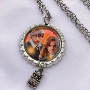 Ron and Hermione Bottlecap Necklace